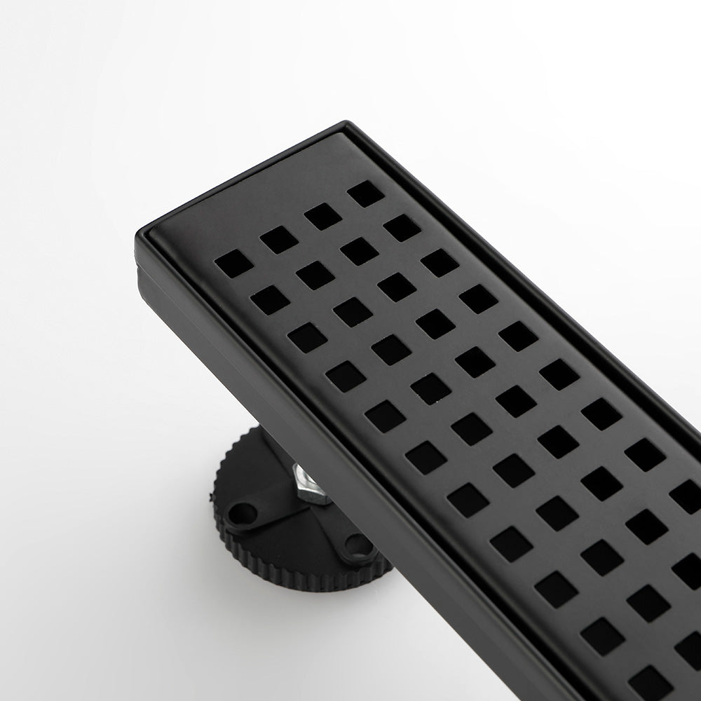 Linear Shower Drainwith Removable Quadrato Pattern Grate- Black_10