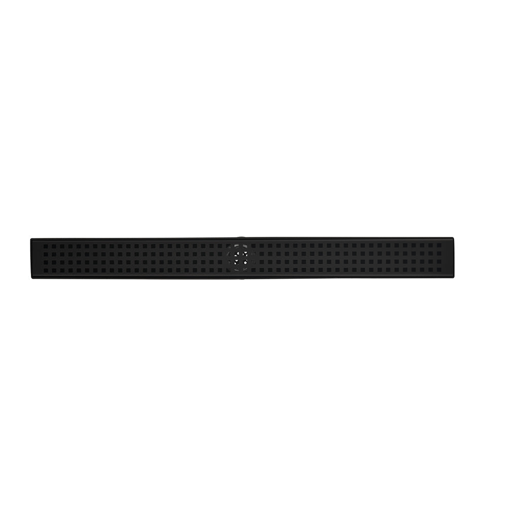 Linear Shower Drainwith Removable Quadrato Pattern Grate- Black_1