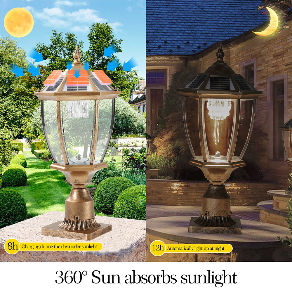 Retro Gold Solar LED Column Headlights - Dimmable_5