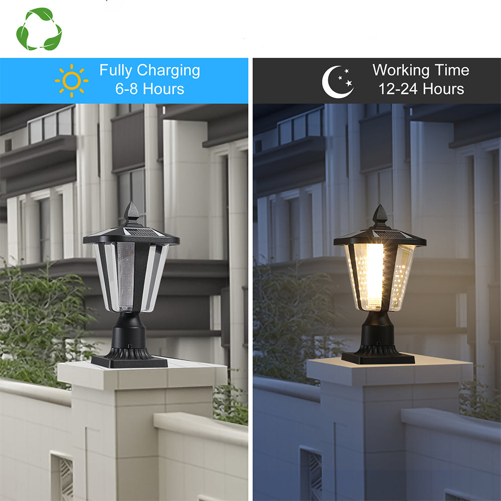 Black Solar LED Column Headlights - Dimmable_3