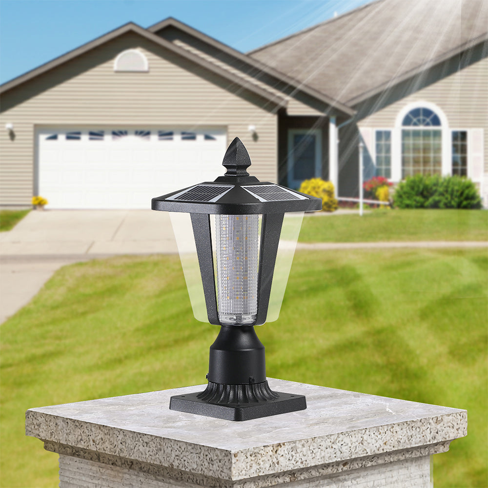 Black Solar LED Column Headlights - Dimmable_1