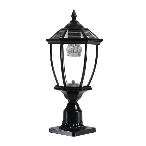 Black Solar Column Headlights With Dimmable LED_0