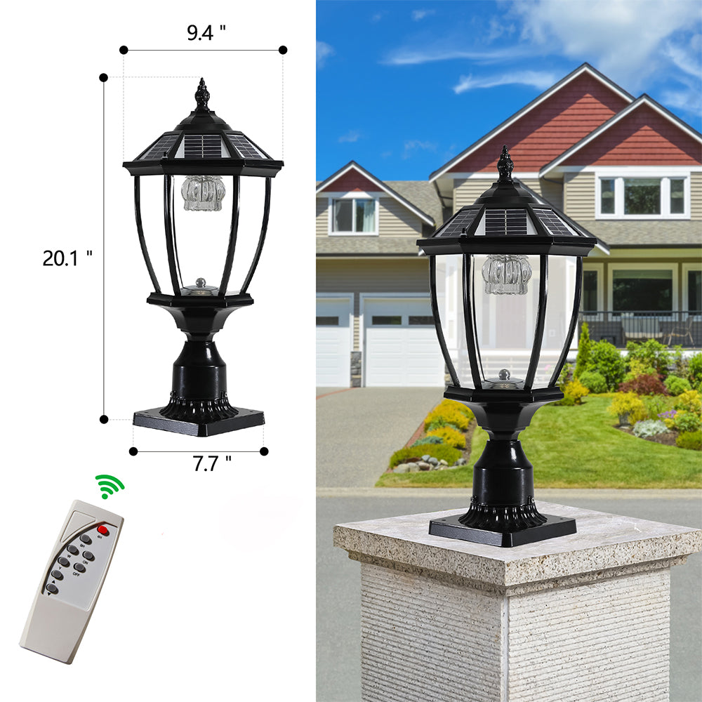 Black Solar Column Headlights With Dimmable LED_8