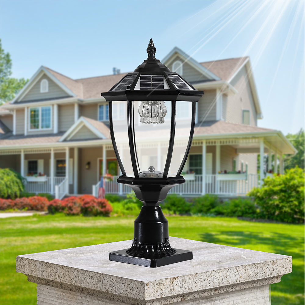 Black Solar Column Headlights With Dimmable LED_2