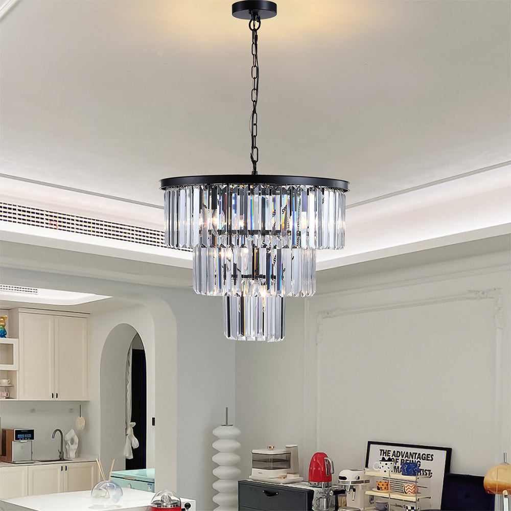 19.7 Inches Luxury Crystal Chandelier - Black_5