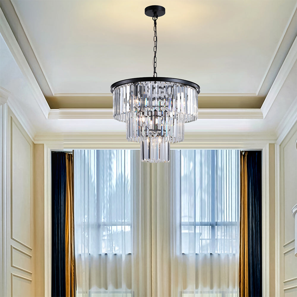 19.7 Inches Luxury Crystal Chandelier - Black_1