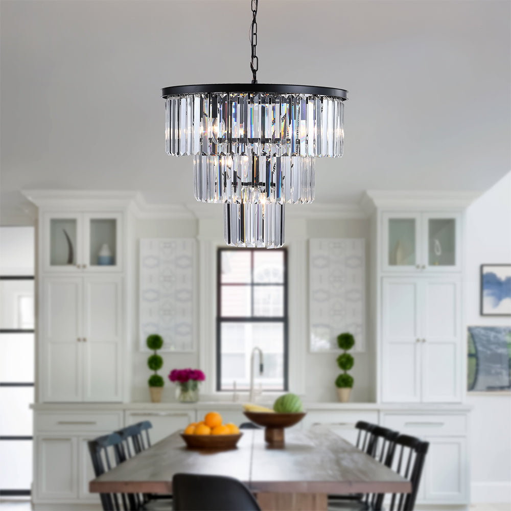 19.7 Inches Luxury Crystal Chandelier - Black_3