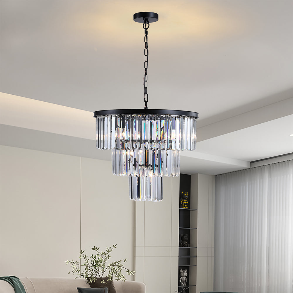 19.7 Inches Luxury Crystal Chandelier - Black_2