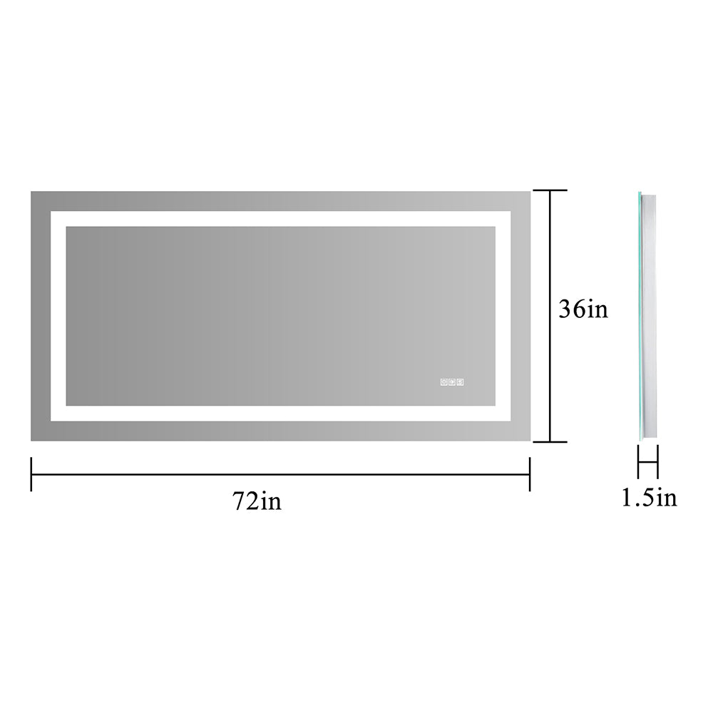 72x36 Inch LED Bathroom Vanity Mirror with Dimmable Lights & Anti-Fog Feature_6