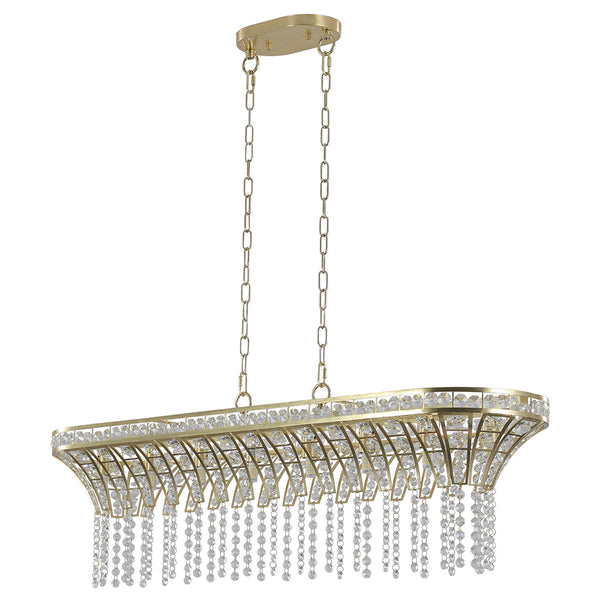 Champagne Gold Oval Crystal Chandelier - Modern Kitchen Island Ceiling Light_0