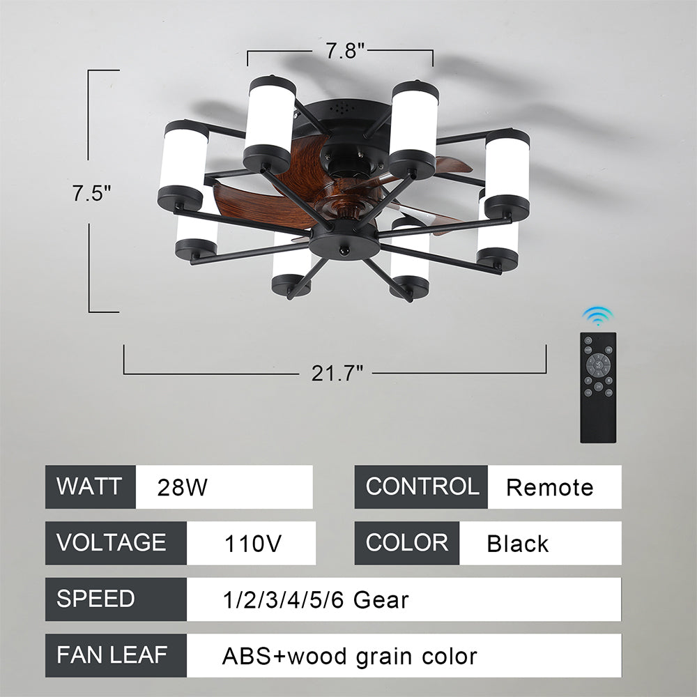 21.7 Inch Windmill Flush Mount Ceiling Fan with Light_8