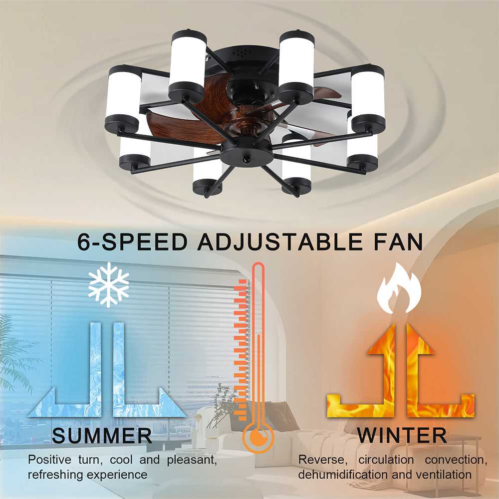 21.7 Inch Windmill Flush Mount Ceiling Fan with Light_5