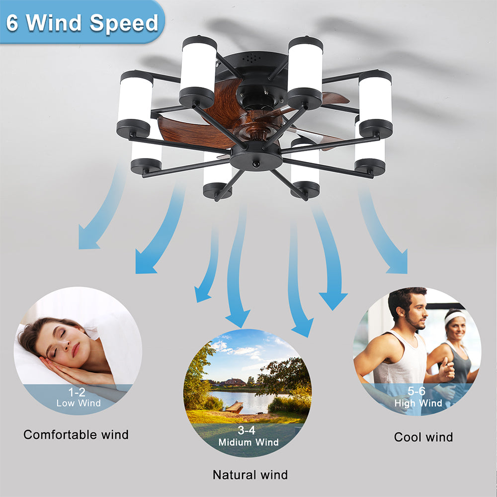 21.7 Inch Windmill Flush Mount Ceiling Fan with Light_6