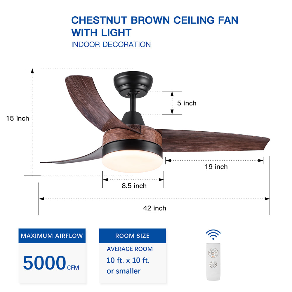 42-Inch Integrated LED Ceiling Fan Lighting - Brown Wood_8