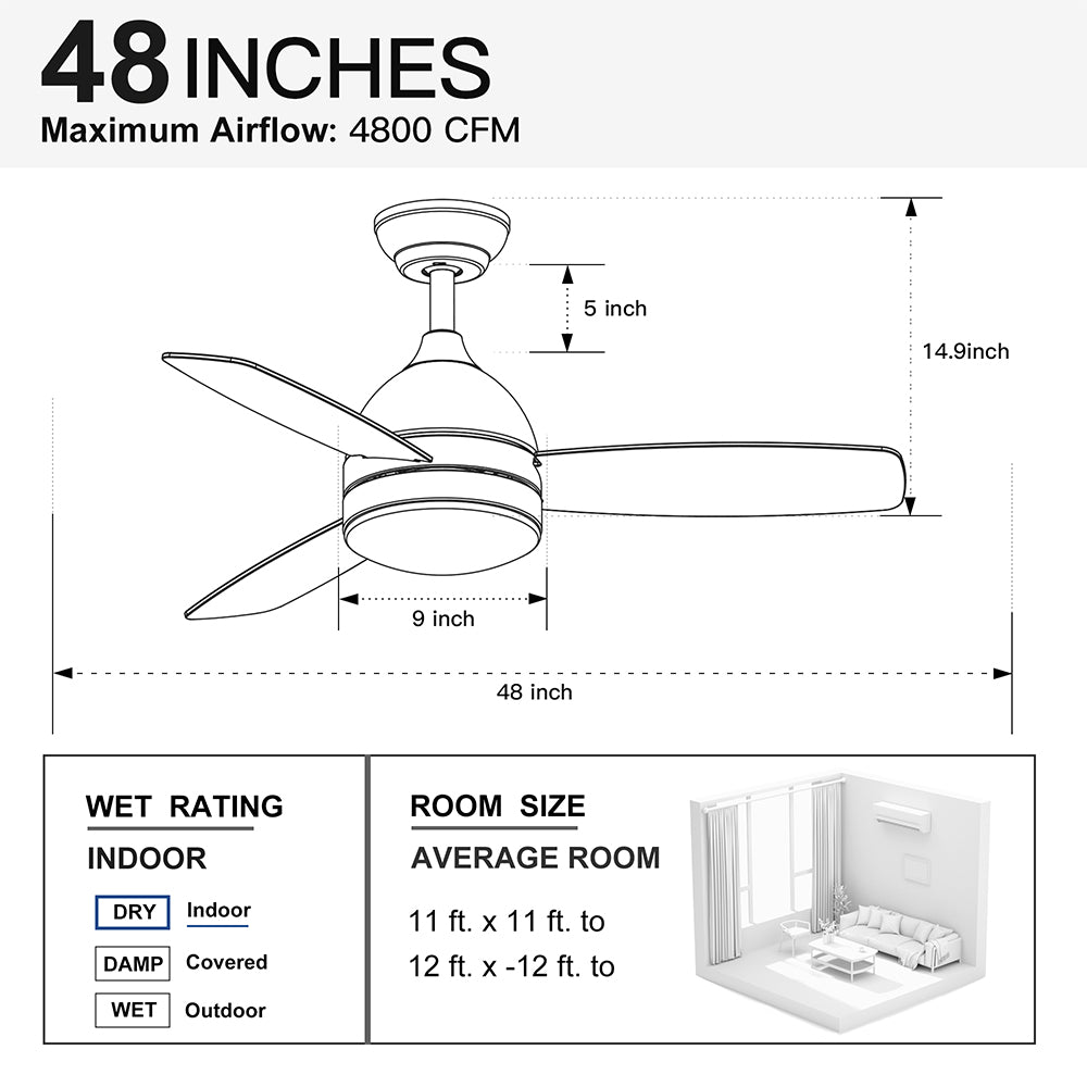 48-Inch Smart Integrated LED Ceiling Fan - Black_8