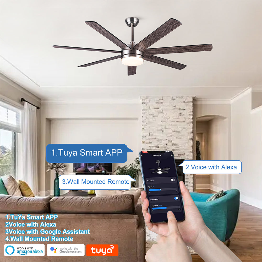 62-Inch Smart Integrated LED Ceiling Fan - Brushed Nickel_3