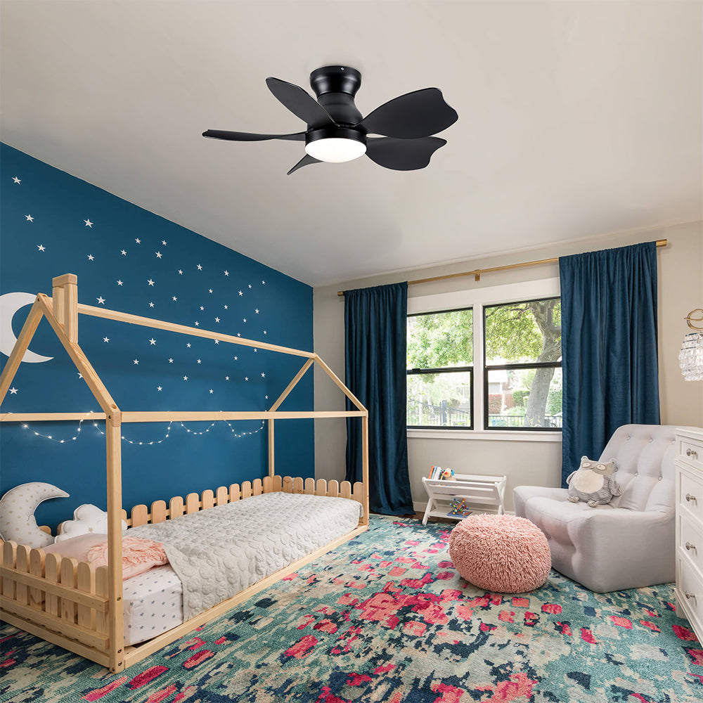 30-Inch Ceiling Fan Lighting for Small Children Room - Black_3