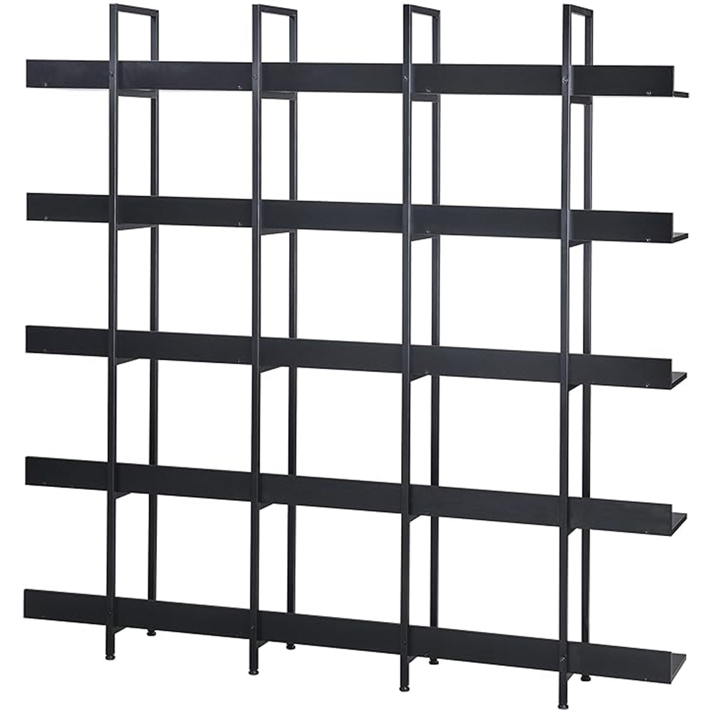 5-Tier Industrial Bookshelf with Metal Frame - Black_7