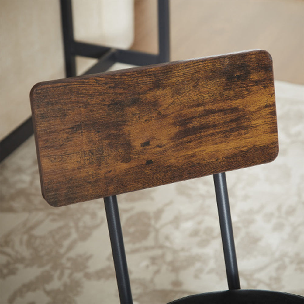 Industrial Bar Table Set with 3 Stools - Rustic Brown_7