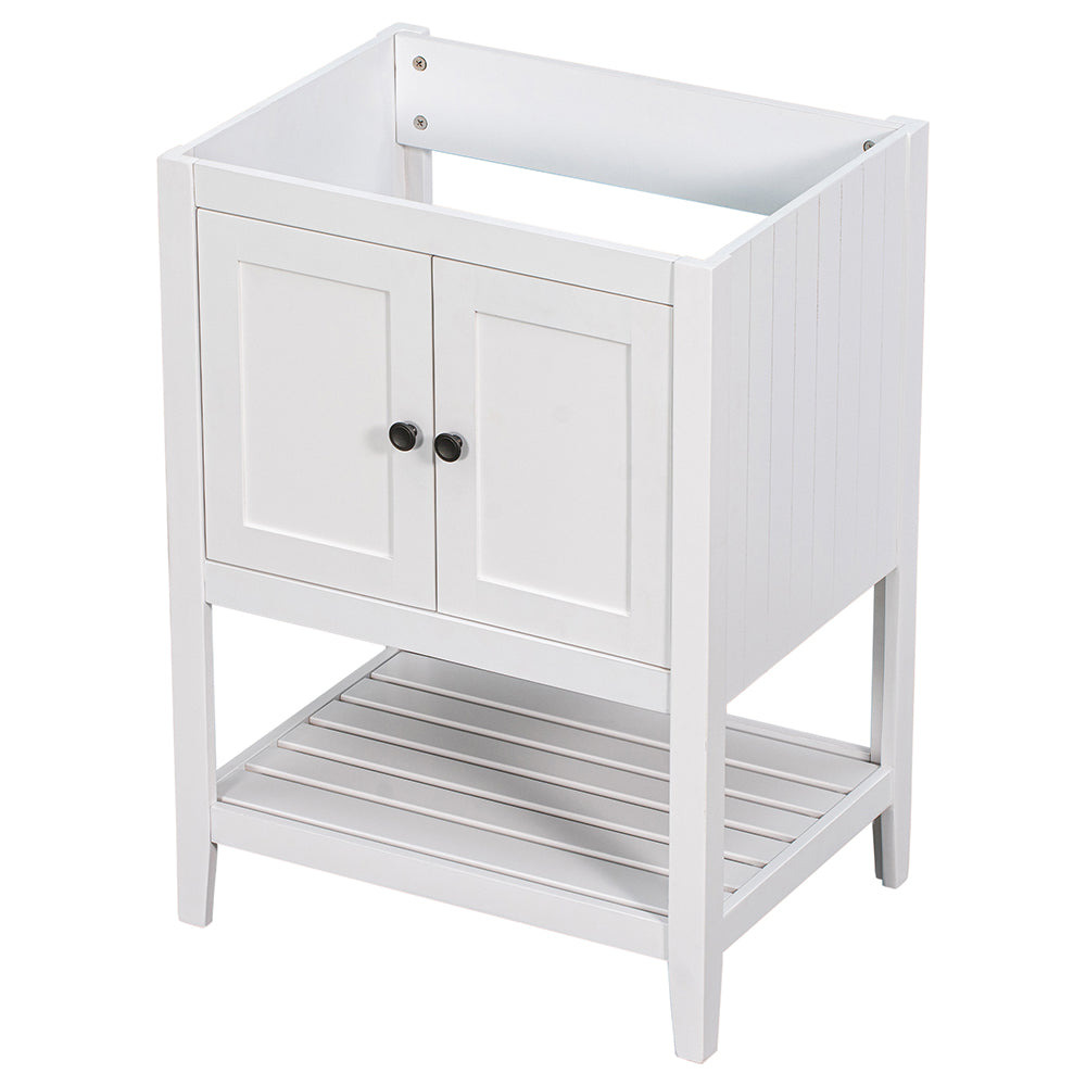 Bathroom Vanity Base with Doors & Open Shelf - White_5