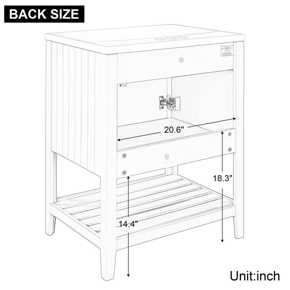 Bathroom Vanity Base with Doors & Open Shelf - White_8