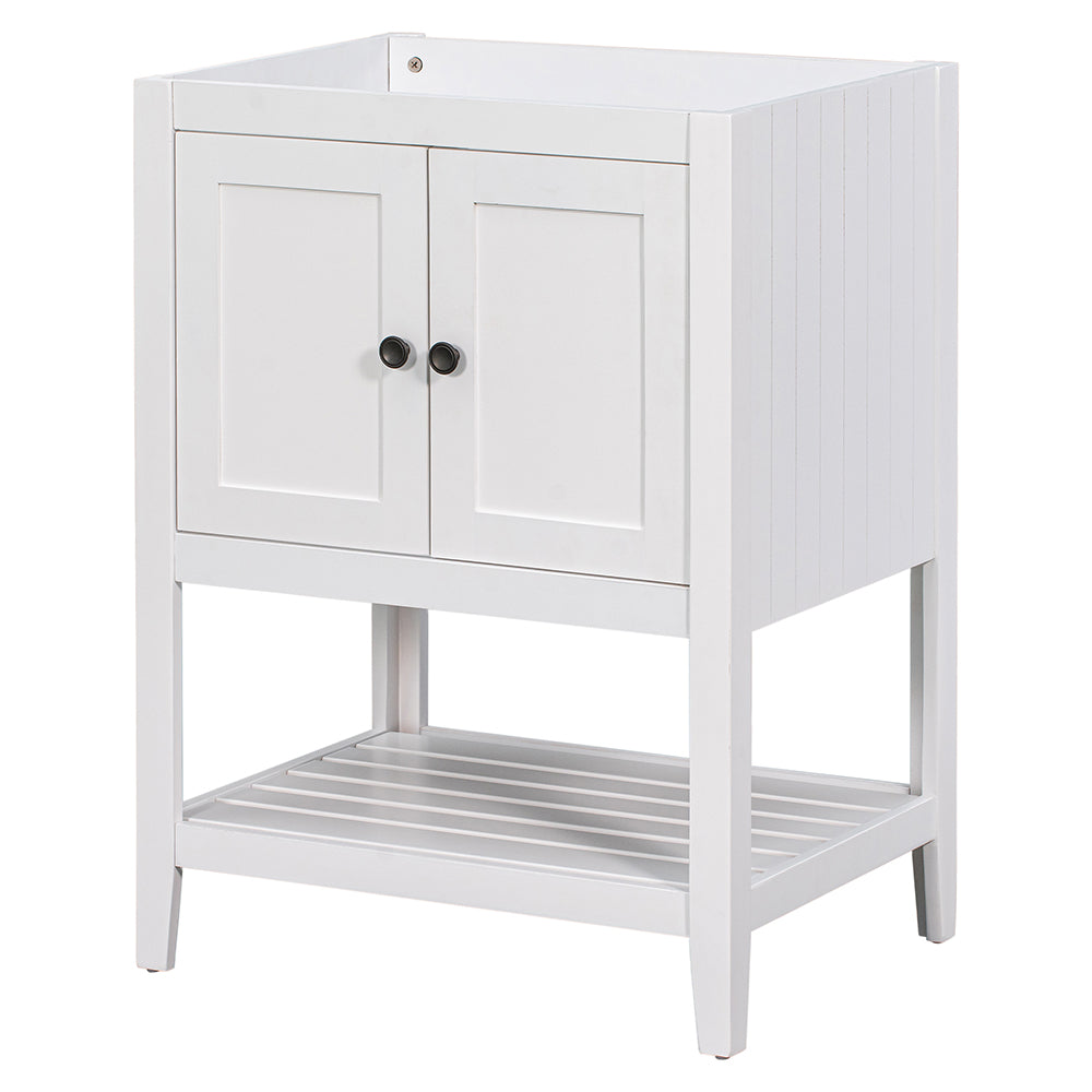 Bathroom Vanity Base with Doors & Open Shelf - White_2