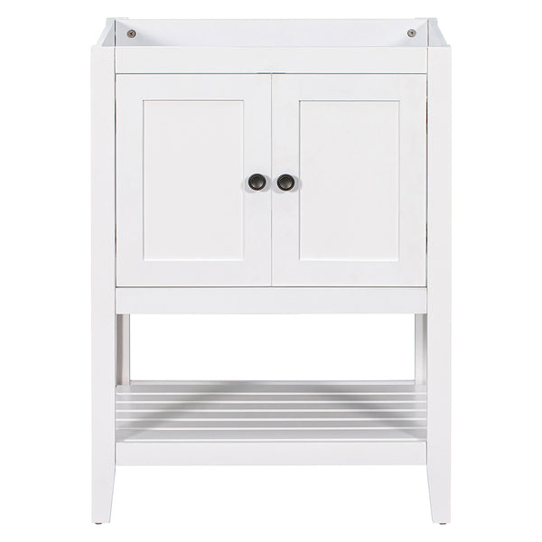 Bathroom Vanity Base with Doors & Open Shelf - White_0