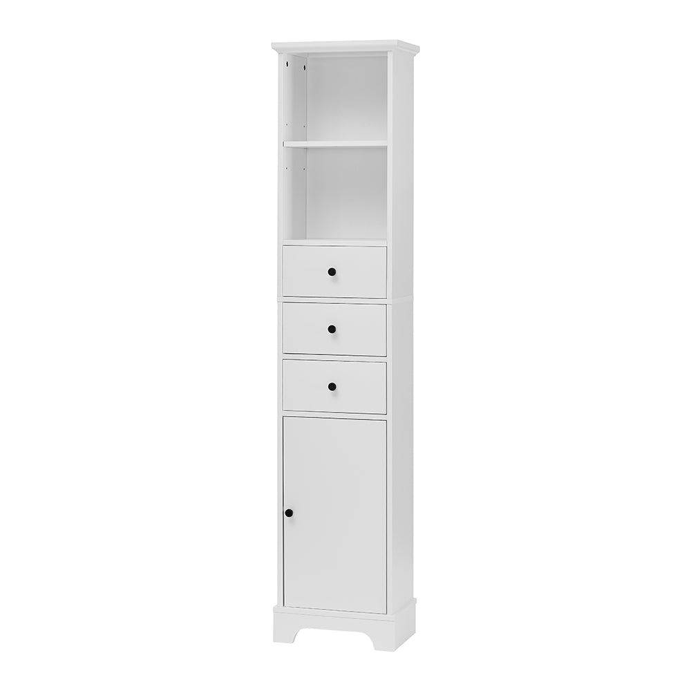 Tall Freestanding Bathroom Cabinet with 3 Drawers & Adjustable Shelf - White_7