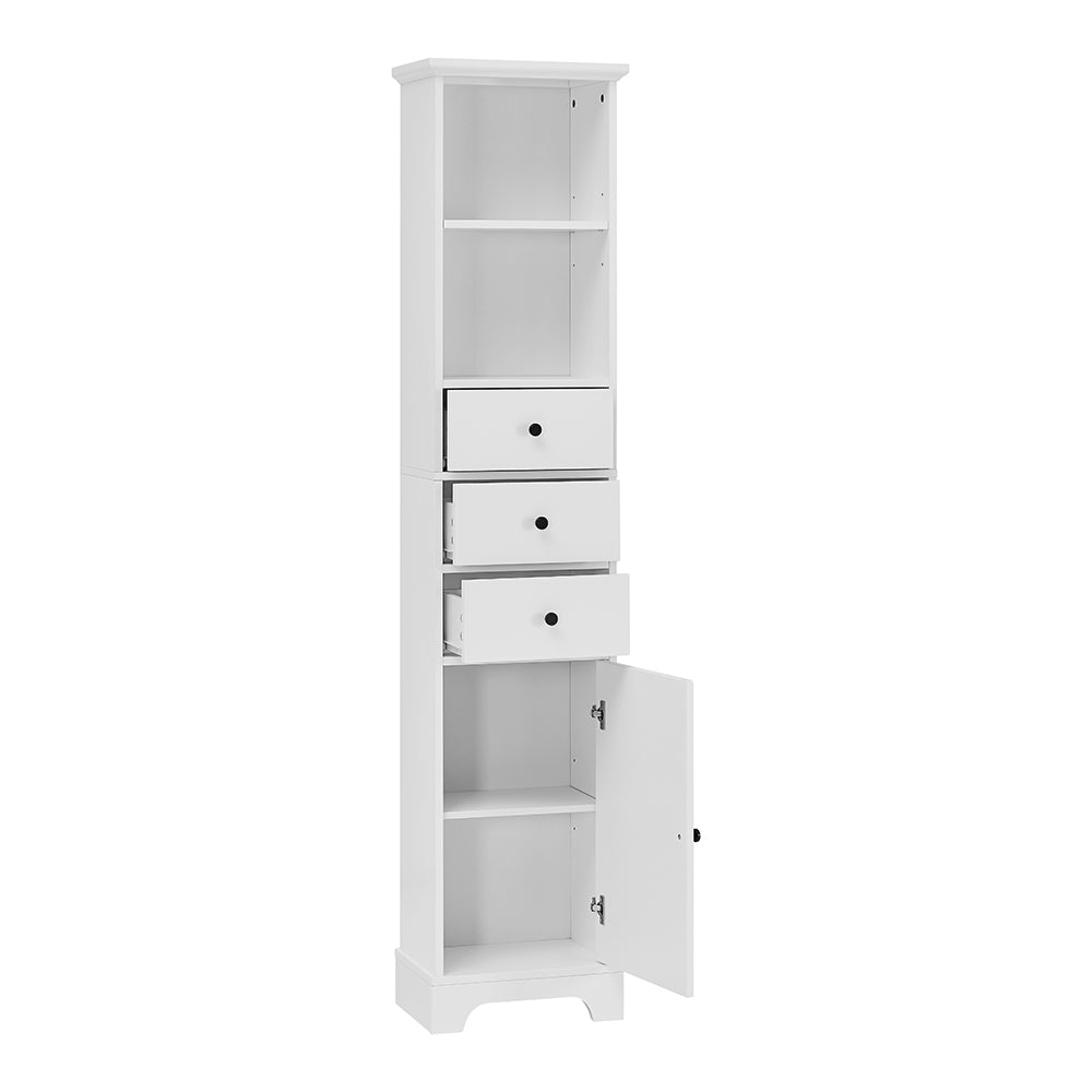 Tall Freestanding Bathroom Cabinet with 3 Drawers & Adjustable Shelf - White_5