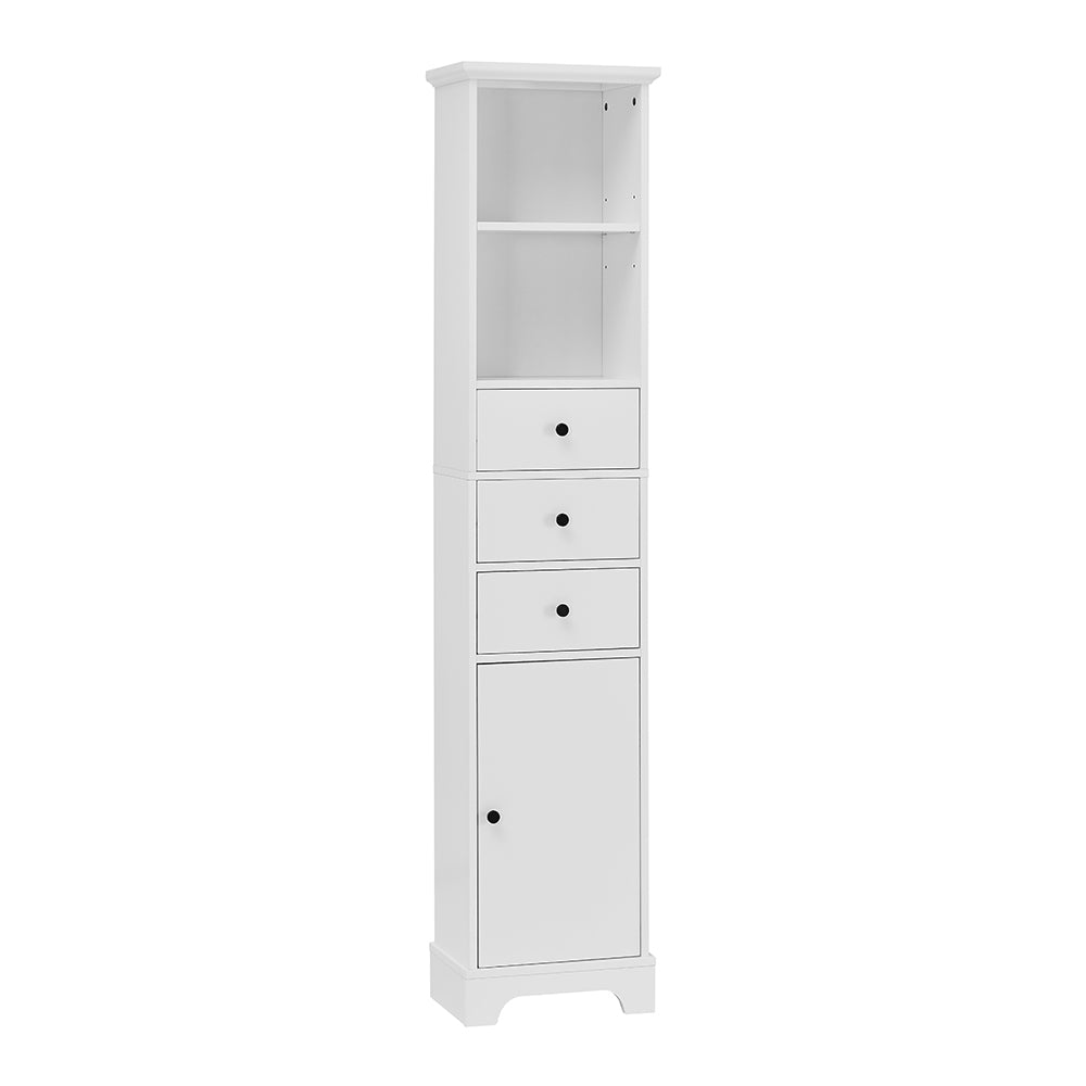 Tall Freestanding Bathroom Cabinet with 3 Drawers & Adjustable Shelf - White_1