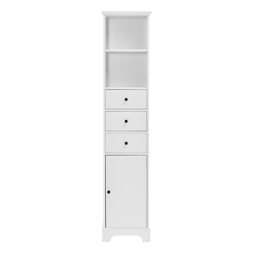 Tall Freestanding Bathroom Cabinet with 3 Drawers & Adjustable Shelf - White_0