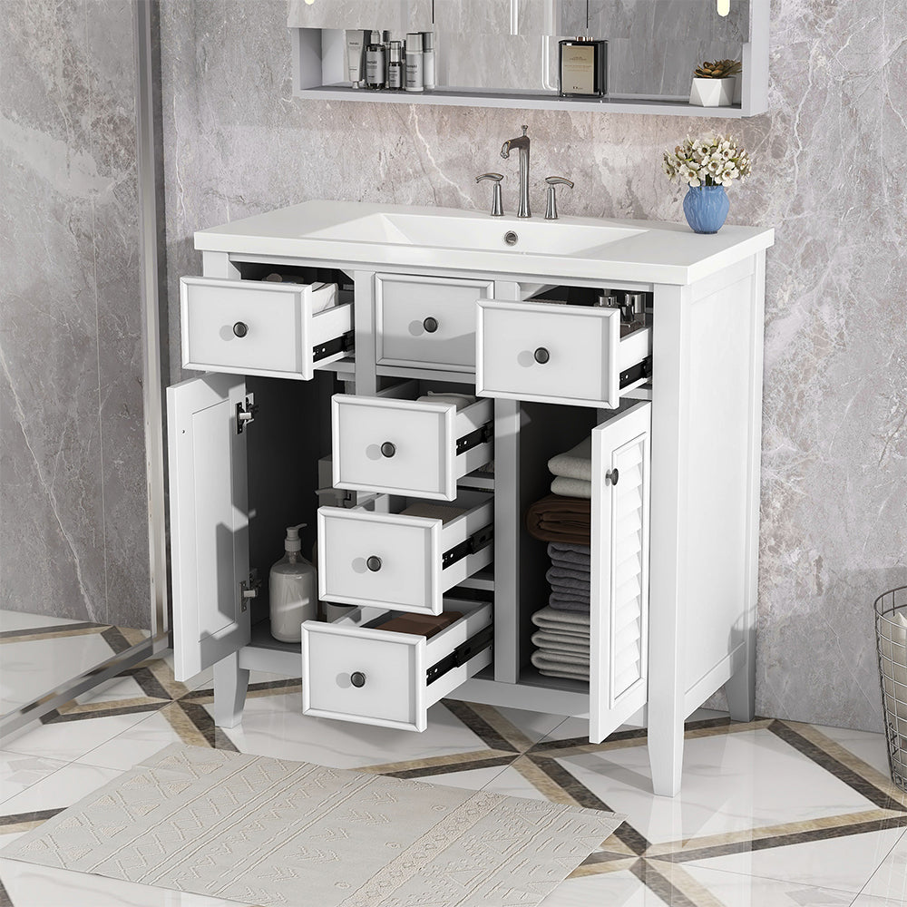 Bathroom Vanity with Ceramic Basin - White_3