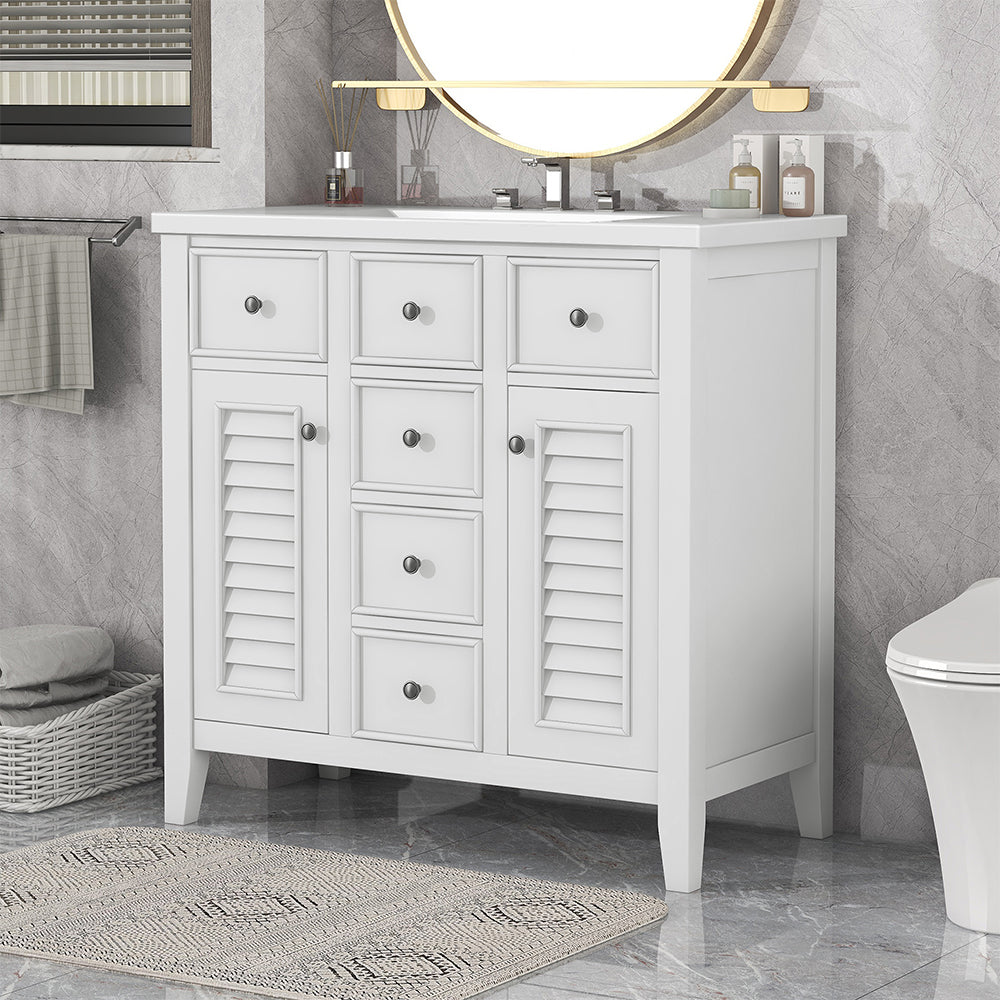 Bathroom Vanity with Ceramic Basin - White_2