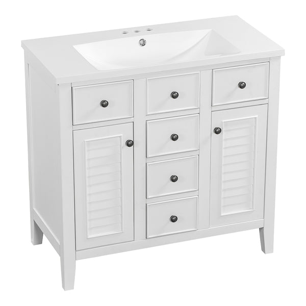 Bathroom Vanity with Ceramic Basin - White_0