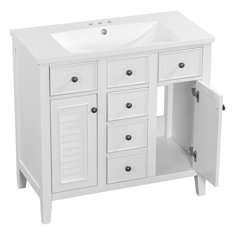 Bathroom Vanity with Ceramic Basin - White_8