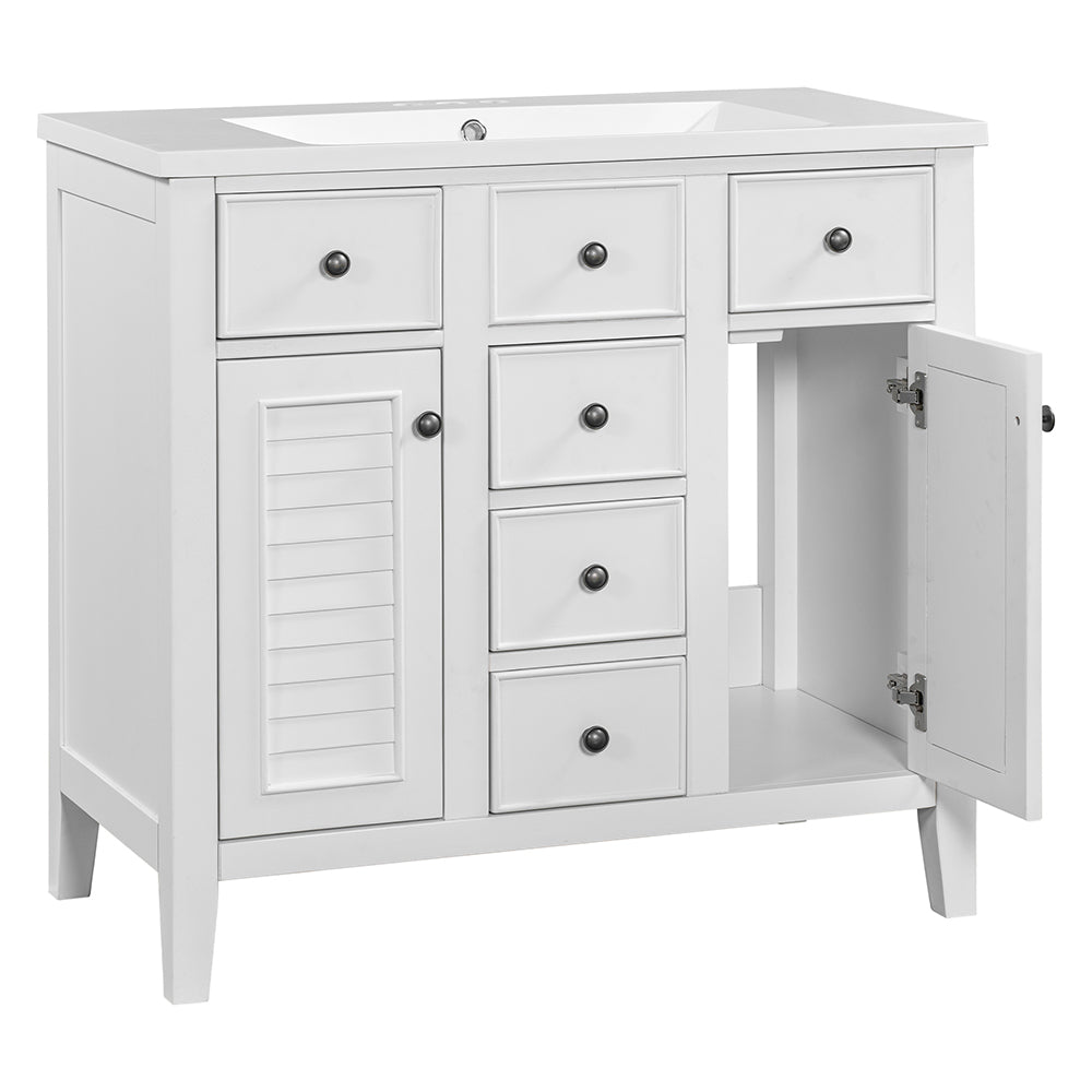 Bathroom Vanity with Ceramic Basin - White_5