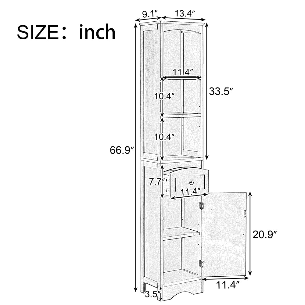 Tall Freestanding Bathroom Cabinet - Grey_9