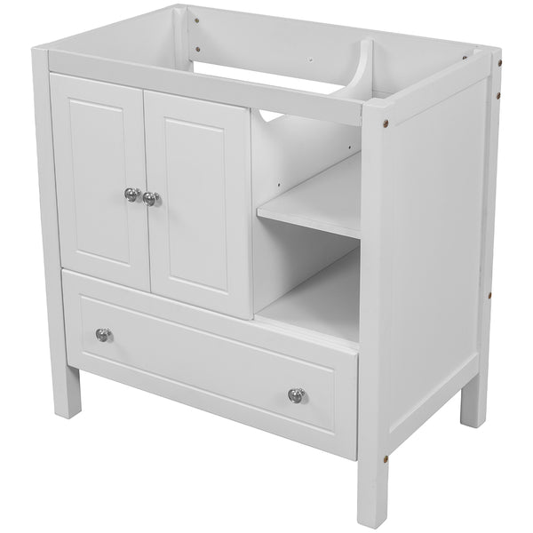 Solid Wood Bathroom Vanity Base - White_0