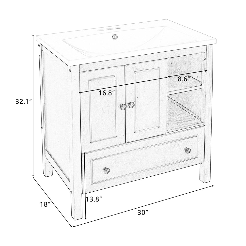 Bathroom Vanity with Ceramic Sink - White_11