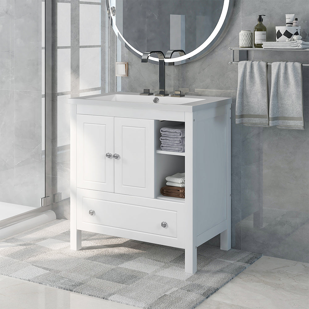 Bathroom Vanity with Ceramic Sink - White_1