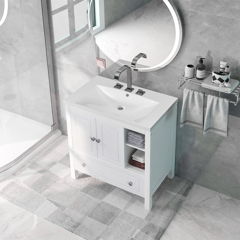 Bathroom Vanity with Ceramic Sink - White_7