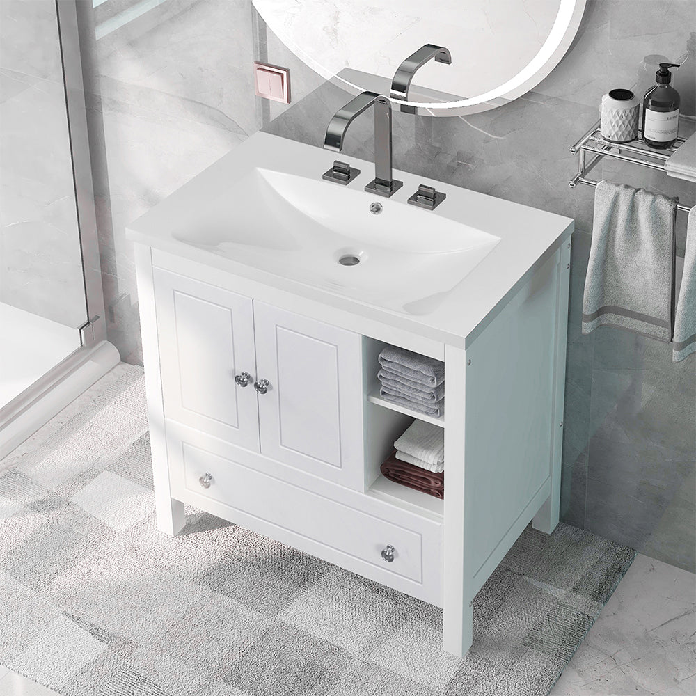 Bathroom Vanity with Ceramic Sink - White_2