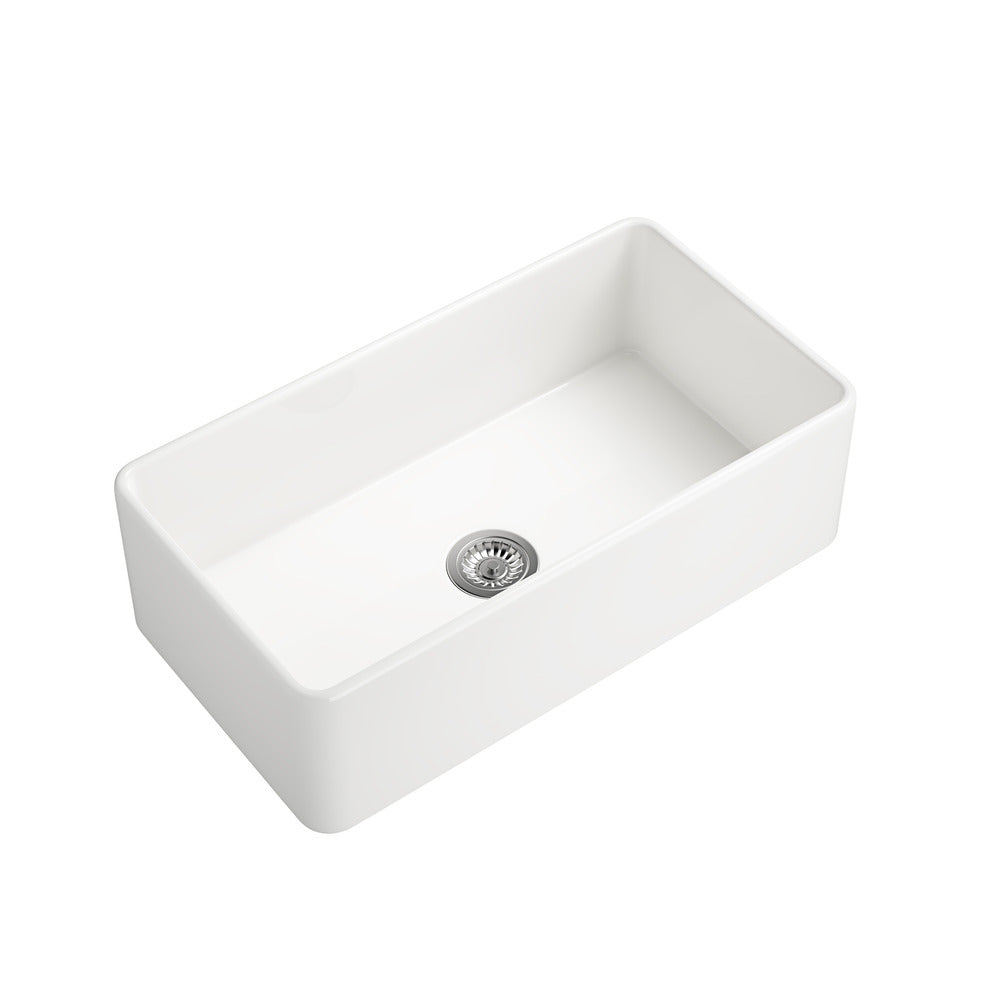 Deep White Farmhouse Kitchen Sink Single Undermount Apron Sink_1