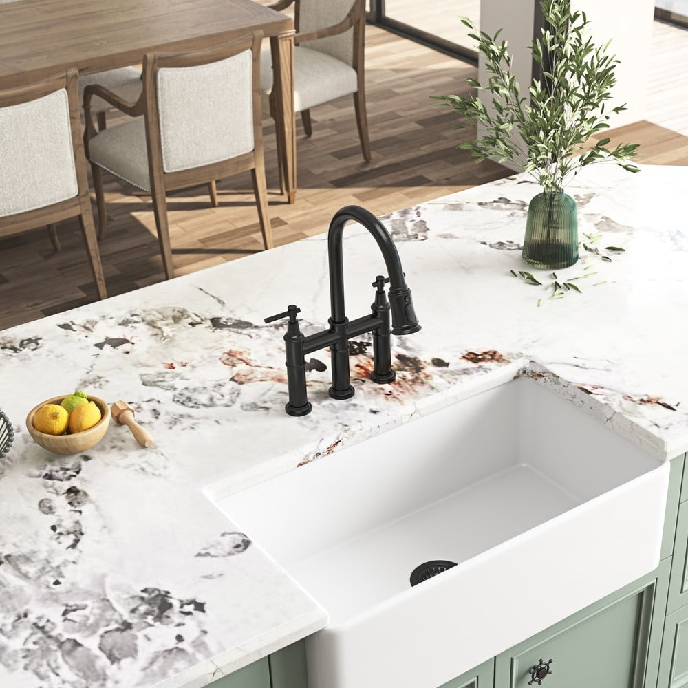 Deep White Farmhouse Kitchen Sink Single Undermount Apron Sink_2