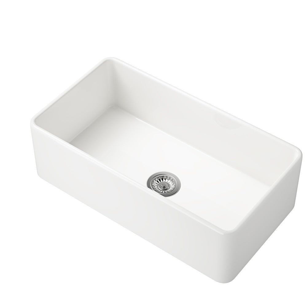 Deep White Farmhouse Kitchen Sink Single Undermount Apron Sink_0