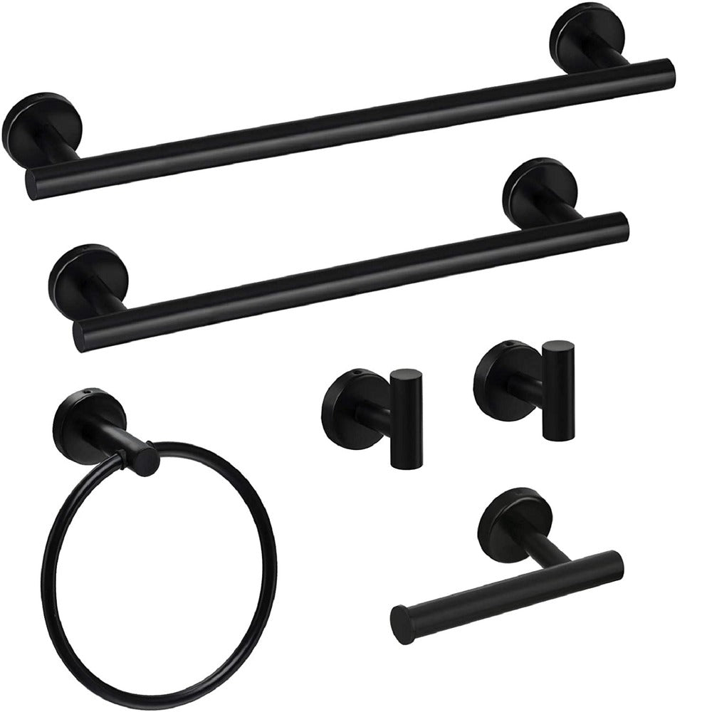 6-Piece Stainless Steel Wall-Mounted Bathroom Towel Rack Set_0