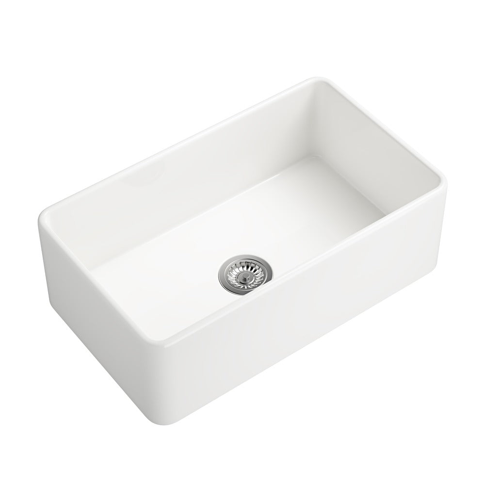 White Farmhouse Kitchen Sink Deep Single Apron Undermount Sink_0