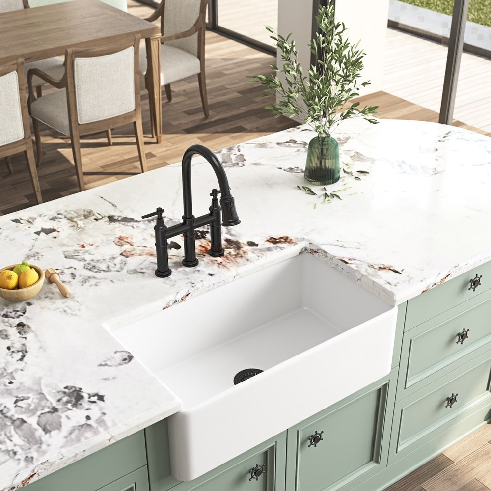 White Farmhouse Kitchen Sink Deep Single Apron Undermount Sink_1