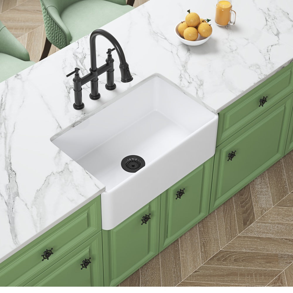 White Farmhouse Kitchen Sink Deep Single Apron Undermount Sink_4