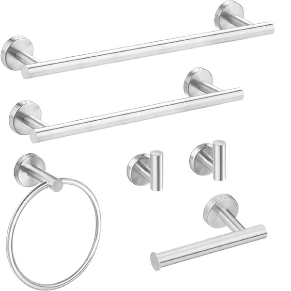 6-Piece Stainless Steel Towel Rack Set Wall Mount_0